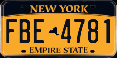 NY license plate FBE4781