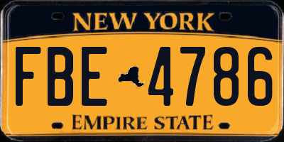 NY license plate FBE4786