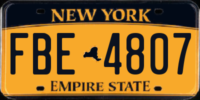 NY license plate FBE4807