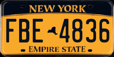 NY license plate FBE4836