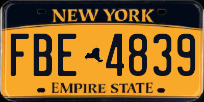 NY license plate FBE4839