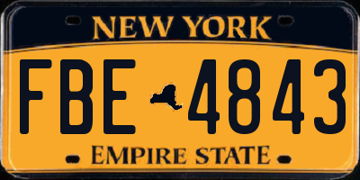 NY license plate FBE4843