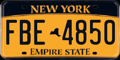 NY license plate FBE4850