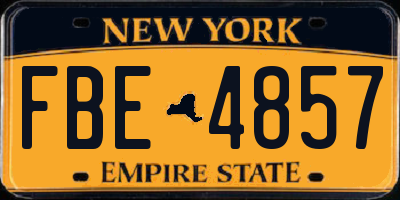 NY license plate FBE4857