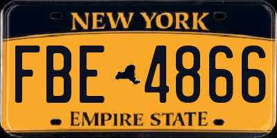 NY license plate FBE4866