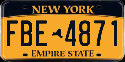 NY license plate FBE4871