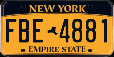 NY license plate FBE4881