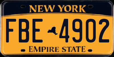 NY license plate FBE4902