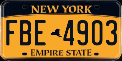 NY license plate FBE4903