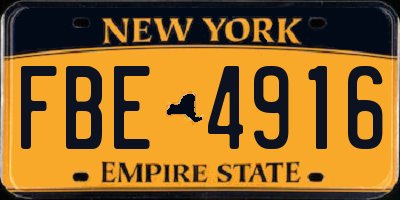 NY license plate FBE4916