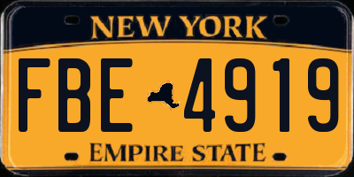NY license plate FBE4919