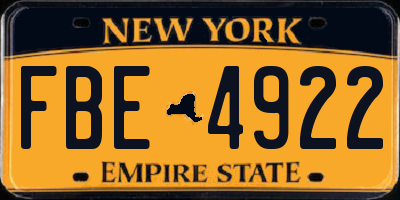 NY license plate FBE4922