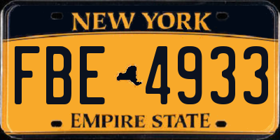 NY license plate FBE4933