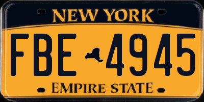 NY license plate FBE4945