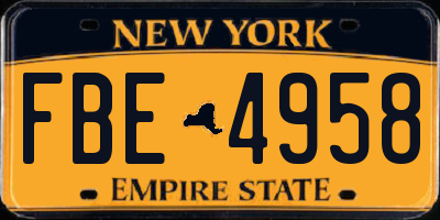 NY license plate FBE4958