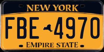NY license plate FBE4970