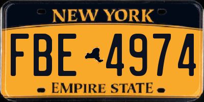 NY license plate FBE4974