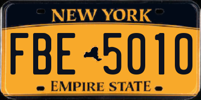 NY license plate FBE5010