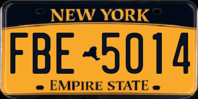 NY license plate FBE5014