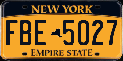 NY license plate FBE5027