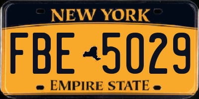 NY license plate FBE5029