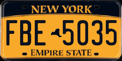 NY license plate FBE5035