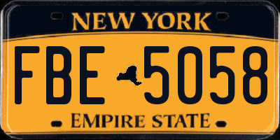 NY license plate FBE5058