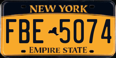 NY license plate FBE5074