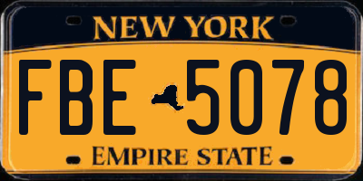 NY license plate FBE5078