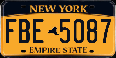 NY license plate FBE5087