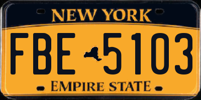NY license plate FBE5103