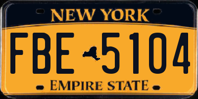 NY license plate FBE5104