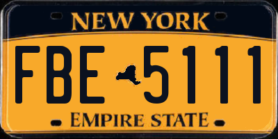 NY license plate FBE5111