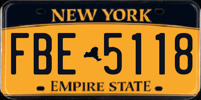 NY license plate FBE5118