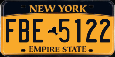 NY license plate FBE5122
