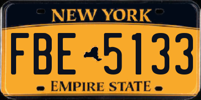 NY license plate FBE5133