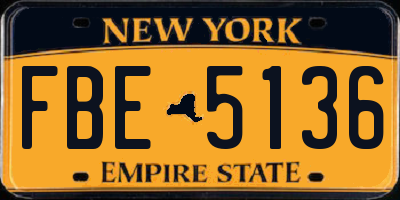 NY license plate FBE5136