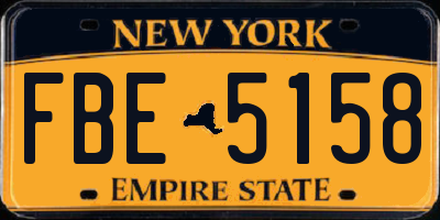 NY license plate FBE5158