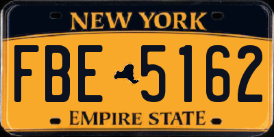NY license plate FBE5162