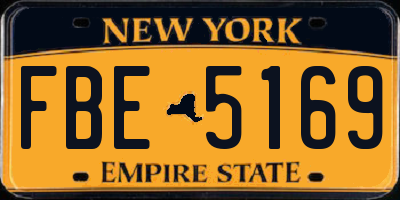 NY license plate FBE5169