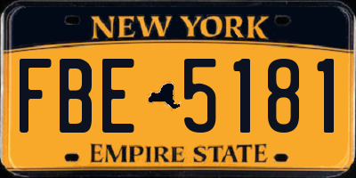 NY license plate FBE5181