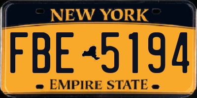 NY license plate FBE5194