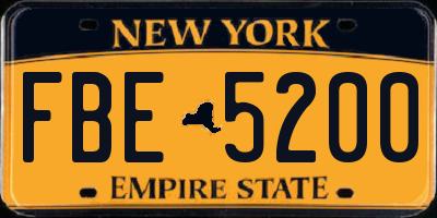 NY license plate FBE5200