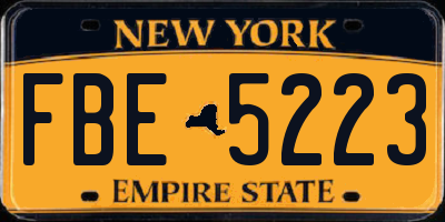 NY license plate FBE5223