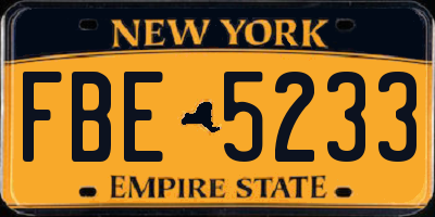 NY license plate FBE5233