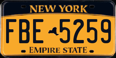 NY license plate FBE5259
