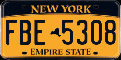 NY license plate FBE5308