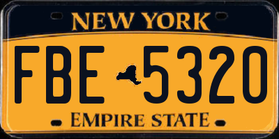 NY license plate FBE5320