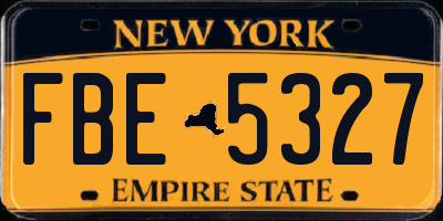 NY license plate FBE5327