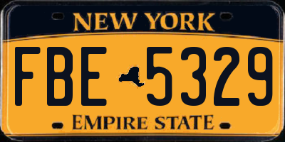 NY license plate FBE5329